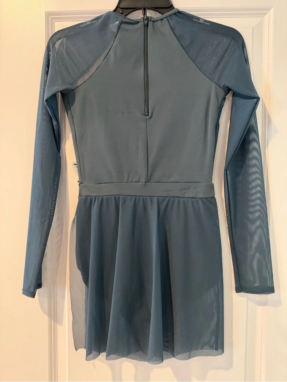 Teal Blue Embellished Long-Sleeve dance costume
